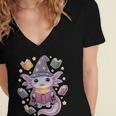ReadsALOTL Cute Axolotl Book Lover Women's Jersey Short Sleeve Deep V-Neck Tshirt ReadsALOTL Cute Axolotl Book Lover Women's Jersey Short Sleeve Deep V-Neck Tshirt
