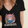 Readsolotl Axolotl Reading Book Lover Kawaii Bookworms Women's Jersey Short Sleeve Deep V-Neck Tshirt