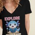 Readsolotl Kawaii Axolotl Book Lover Reading Women's Jersey Short Sleeve Deep V-Neck Tshirt Readsolotl Kawaii Axolotl Book Lover Reading Women's Jersey Short Sleeve Deep V-Neck Tshirt