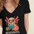 Readsolotl Kawaii Axolotl Reading Book Lover Women's Jersey Short Sleeve Deep V-Neck Tshirt Readsolotl Kawaii Axolotl Reading Book Lover Women's Jersey Short Sleeve Deep V-Neck Tshirt