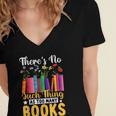 There's No Such Thing As Too Many Books Women's Jersey Short Sleeve Deep V-Neck Tshirt