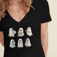 Retro Ghost Reading Books Halloween Bookish Ghost Bookworm Women's Jersey Short Sleeve Deep V-Neck Tshirt Retro Ghost Reading Books Halloween Bookish Ghost Bookworm Women's Jersey Short Sleeve Deep V-Neck Tshirt