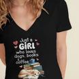 Retro Just A Girl Who Love Dogs Books And Coffee Bookworm Women's Jersey Short Sleeve Deep V-Neck Tshirt Retro Just A Girl Who Love Dogs Books And Coffee Bookworm Women's Jersey Short Sleeve Deep V-Neck Tshirt