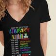 Retro Librarian Book Reader Library Book Reading Women's Jersey Short Sleeve Deep V-Neck Tshirt