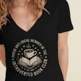 Retro Proud Introverted Book Club Anti Social Reader Women's Jersey Short Sleeve Deep V-Neck Tshirt