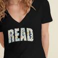 Retro Read Floral Reading Bookworm Librarian Book Lover Women's Jersey Short Sleeve Deep V-Neck Tshirt Retro Read Floral Reading Bookworm Librarian Book Lover Women's Jersey Short Sleeve Deep V-Neck Tshirt