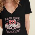 Retro Read Your Heart Out Valentine’s Day Teacher Book Lover Women's Jersey Short Sleeve Deep V-Neck Tshirt