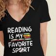 Retro Reading Is My Favorite Sport Baseball World Book Day Women's Jersey Short Sleeve Deep V-Neck Tshirt