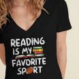 Retro Reading Is My Favorite Sport Football World Book Day Women's Jersey Short Sleeve Deep V-Neck Tshirt