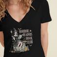 Retro Scary Horror Readers Book Club Spooky Halloween Women's Jersey Short Sleeve Deep V-Neck Tshirt