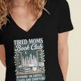 Retro Tired Moms Book Club Bookish Booktrovert Mother's Day Women's Jersey Short Sleeve Deep V-Neck Tshirt