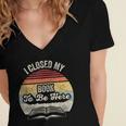 Retro Vintage I Closed My Book To Be Here Reading Teacher Women's Jersey Short Sleeve Deep V-Neck Tshirt