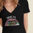 Retro Vintage Drink Tea Read Books Be Happy Reading Women's Jersey Short Sleeve Deep V-Neck Tshirt Retro Vintage Drink Tea Read Books Be Happy Reading Women's Jersey Short Sleeve Deep V-Neck Tshirt