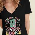 Return Your Books End School Year School Librarian Teacher Women's Jersey Short Sleeve Deep V-Neck Tshirt