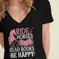 Ride Horses Read Books Be Happy Women's Jersey Short Sleeve Deep V-Neck Tshirt