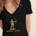 Robin Hood The Archer Book Cover Illustration In Gold Women's Jersey Short Sleeve Deep V-Neck Tshirt Robin Hood The Archer Book Cover Illustration In Gold Women's Jersey Short Sleeve Deep V-Neck Tshirt