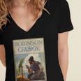 Robinson Crusoe Book Cover 1920 Women's Jersey Short Sleeve Deep V-Neck Tshirt
