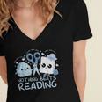 Rock Paper Scissors Nothing Beats Reading Book Lover Women's Jersey Short Sleeve Deep V-Neck Tshirt