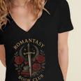 Romantasy Book Club Coffee Sword Roses Women's Jersey Short Sleeve Deep V-Neck Tshirt Romantasy Book Club Coffee Sword Roses Women's Jersey Short Sleeve Deep V-Neck Tshirt