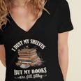 Romantasy I Dust My Shelves But My Books Are Still Filthy Women's Jersey Short Sleeve Deep V-Neck Tshirt Romantasy I Dust My Shelves But My Books Are Still Filthy Women's Jersey Short Sleeve Deep V-Neck Tshirt