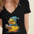 Rubber Duck Reading Book Rubber Duckie Reader Coffee Lover Women's Jersey Short Sleeve Deep V-Neck Tshirt