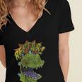 Rugrats Reptar Distressed Comic Book Style Cartoon Women's Jersey Short Sleeve Deep V-Neck Tshirt