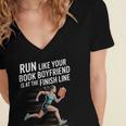 Run Like Your Book Boyfriend Is Waiting Runner Reader Women's Jersey Short Sleeve Deep V-Neck Tshirt