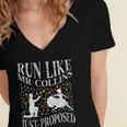 Run Like Mr Collins Just Proposed Vintage Book Quote Women's Jersey Short Sleeve Deep V-Neck Tshirt