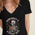 S Mut Book Spicy Romance Somebody's S Mut Reading Wife Women's Jersey Short Sleeve Deep V-Neck Tshirt