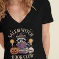 Salem Witch Book Club Bookish Halloween Raccoon Witchcraft Women's Jersey Short Sleeve Deep V-Neck Tshirt