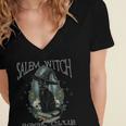 Salem Witch Book Club Cat Reading Witchy Halloween Men Women's Jersey Short Sleeve Deep V-Neck Tshirt