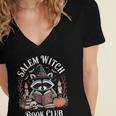 Salem Witch Book Club Raccoon Halloween Women's Jersey Short Sleeve Deep V-Neck Tshirt Salem Witch Book Club Raccoon Halloween Women's Jersey Short Sleeve Deep V-Neck Tshirt