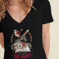Santa's Favorite Book Dragon Christmas Magic Women's Jersey Short Sleeve Deep V-Neck Tshirt