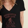 Sasquatch Book Club Bigfoot Reading Cryptid Vintage Women's Jersey Short Sleeve Deep V-Neck Tshirt Sasquatch Book Club Bigfoot Reading Cryptid Vintage Women's Jersey Short Sleeve Deep V-Neck Tshirt
