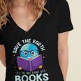 Save Earth It´s Only Planet With Books Reader Earth Day Women's Jersey Short Sleeve Deep V-Neck Tshirt Save Earth It´s Only Planet With Books Reader Earth Day Women's Jersey Short Sleeve Deep V-Neck Tshirt