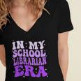 In My School Librarian Era Groovy Back To School Book Lover Women's Jersey Short Sleeve Deep V-Neck Tshirt In My School Librarian Era Groovy Back To School Book Lover Women's Jersey Short Sleeve Deep V-Neck Tshirt