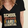 School Librarians Are Essential Library Book Lover Librarian Women's Jersey Short Sleeve Deep V-Neck Tshirt