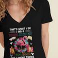 School Secretary Read Books And Know Things Flowers Flamingo Women's Jersey Short Sleeve Deep V-Neck Tshirt