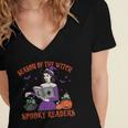 Season Of The Witch Spooky Readers Spell Book Hallowen Women's Jersey Short Sleeve Deep V-Neck Tshirt