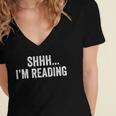Shhh I'm Reading Book Lover Bookish Read Lover Outfit Women's Jersey Short Sleeve Deep V-Neck Tshirt