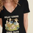 Silly-Goose Book Club Goose And Book Lovers Women's Jersey Short Sleeve Deep V-Neck Tshirt Silly-Goose Book Club Goose And Book Lovers Women's Jersey Short Sleeve Deep V-Neck Tshirt