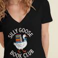 Silly Goose Book Club Reading Lover Women's Jersey Short Sleeve Deep V-Neck Tshirt
