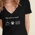 Simple Needs Coffee Paw & Books Reading Graphic Book Lovers Women's Jersey Short Sleeve Deep V-Neck Tshirt Simple Needs Coffee Paw & Books Reading Graphic Book Lovers Women's Jersey Short Sleeve Deep V-Neck Tshirt
