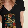 Skeleton Read Book Just One More Chapter Floral Book Lover Women's Jersey Short Sleeve Deep V-Neck Tshirt Skeleton Read Book Just One More Chapter Floral Book Lover Women's Jersey Short Sleeve Deep V-Neck Tshirt