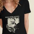 Skeleton Read More Books Women's Jersey Short Sleeve Deep V-Neck Tshirt Skeleton Read More Books Women's Jersey Short Sleeve Deep V-Neck Tshirt