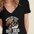 Skier BOOKS ARE GREAT BUT SKIS ARE BETTER Vintage Women's Jersey Short Sleeve Deep V-Neck Tshirt