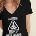 Slippery When Reading Unhinged Book Lover Meme Witty Women's Jersey Short Sleeve Deep V-Neck Tshirt Slippery When Reading Unhinged Book Lover Meme Witty Women's Jersey Short Sleeve Deep V-Neck Tshirt