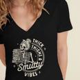 Smut Book Reader Spicy Romance Thick Thighs & Smutty Vibes Women's Jersey Short Sleeve Deep V-Neck Tshirt