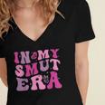 In My Smut Era Groovy Smut Book Reading Spicy Book Romance Women's Jersey Short Sleeve Deep V-Neck Tshirt
