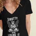 Smutty And Loving It Dark Fantasy Spicy Book Lover Women's Jersey Short Sleeve Deep V-Neck Tshirt Smutty And Loving It Dark Fantasy Spicy Book Lover Women's Jersey Short Sleeve Deep V-Neck Tshirt
